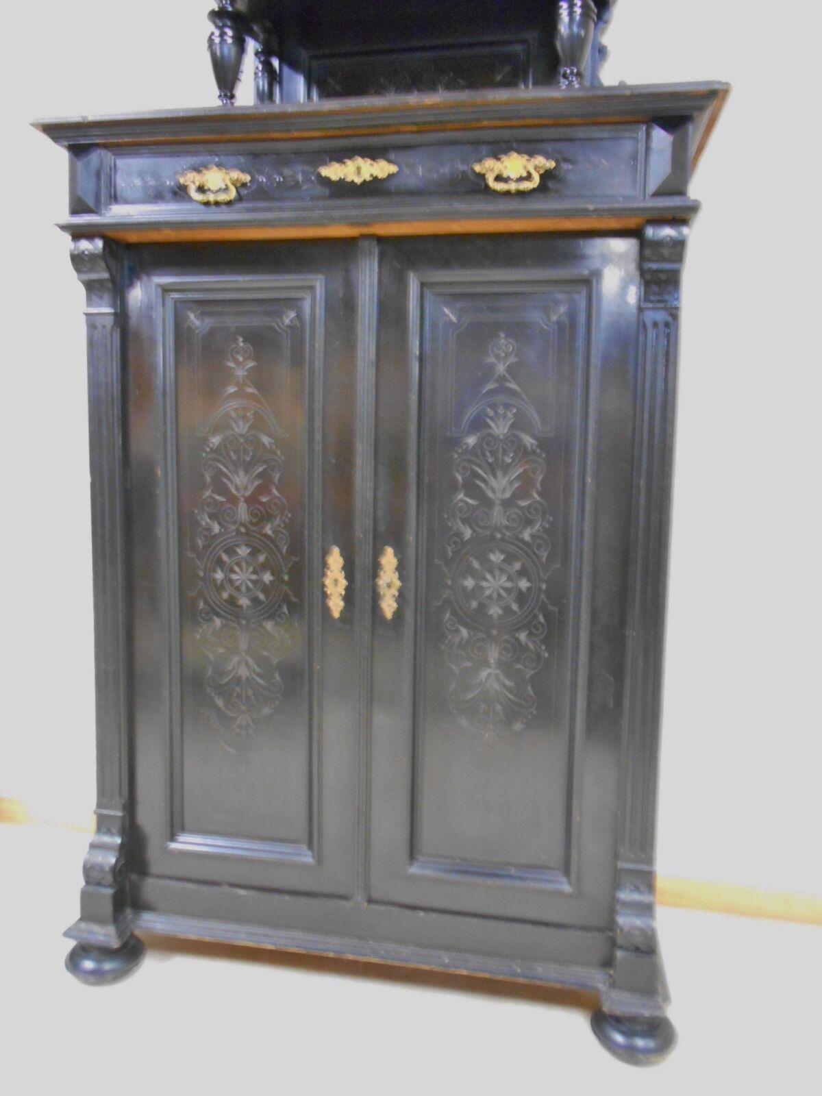 Blackened wooden buffet