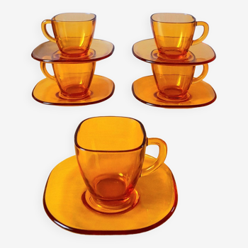 70s amber glass cups