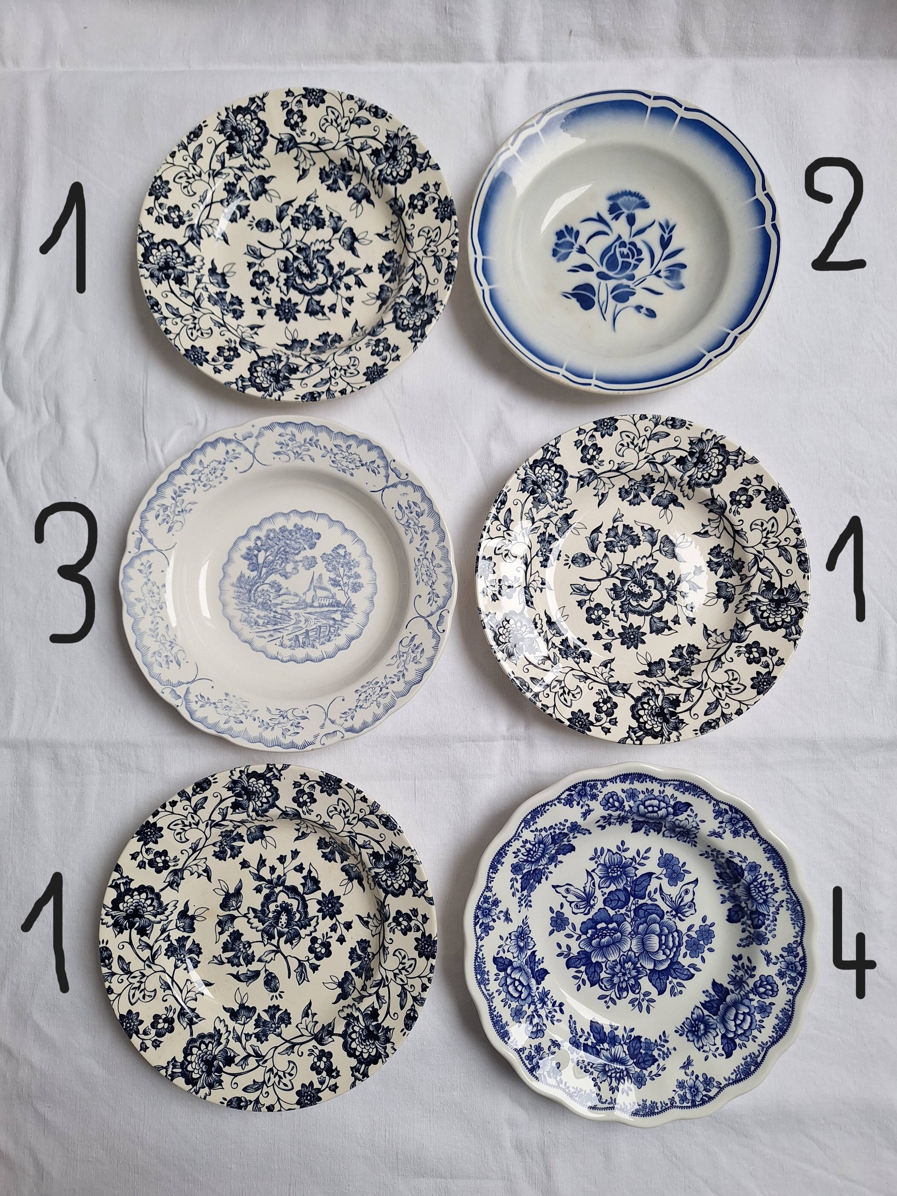 Vintage blue soup plates