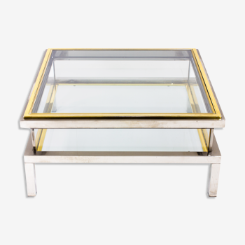 Brass and chrome sliding top table