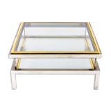 Brass and chrome sliding top table