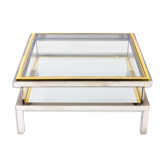 Brass and chrome sliding top table