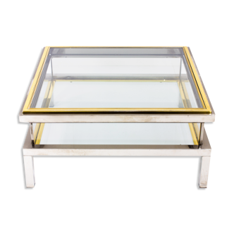 Brass and chrome sliding top table