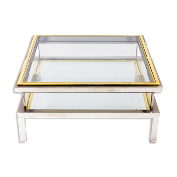 Brass and chrome sliding top table