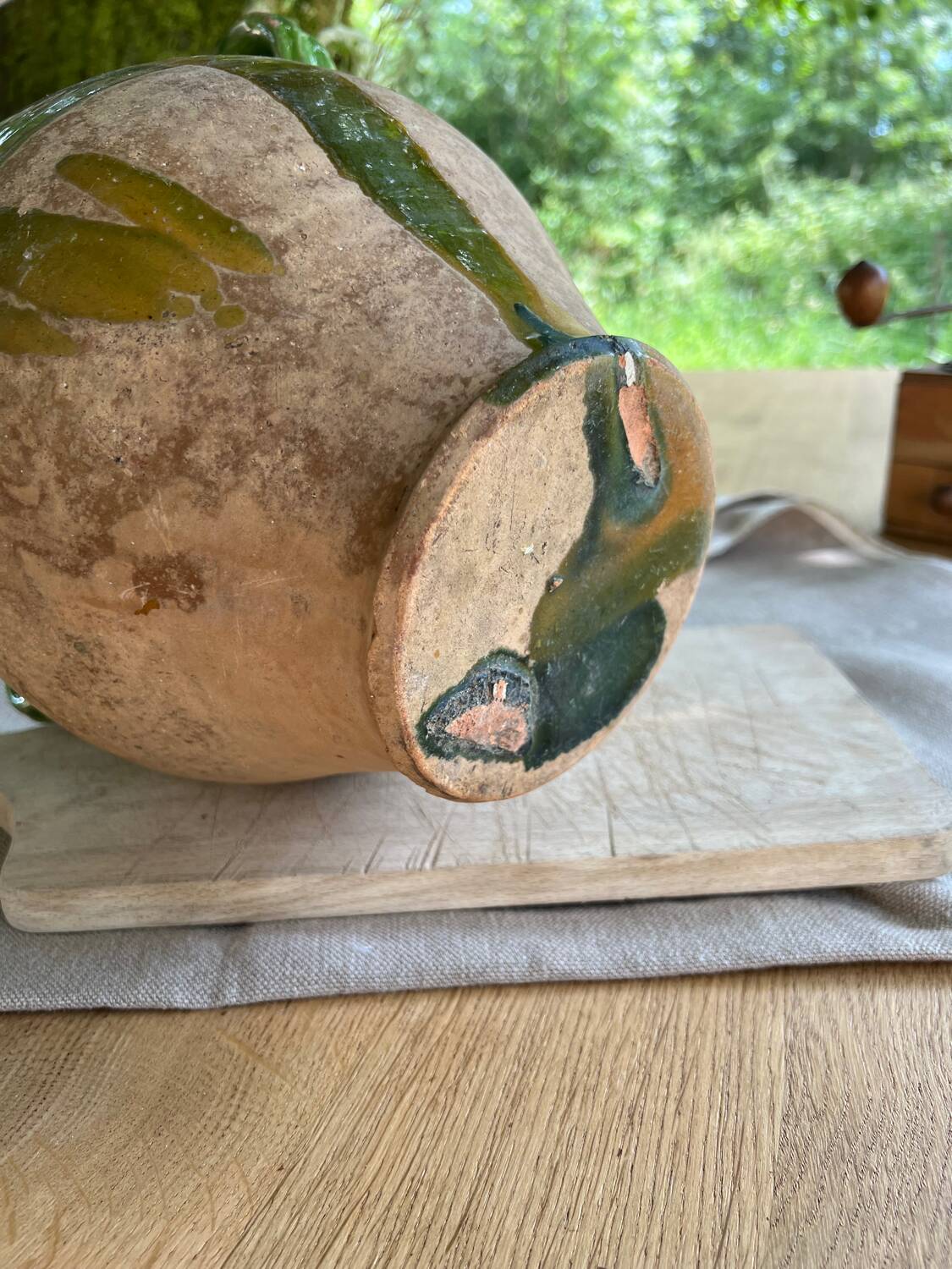 Glazed green confit pot