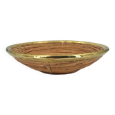 Circular rattan storage cup surrounded by brass circa 1960/70 DLG Gabriella Crespi