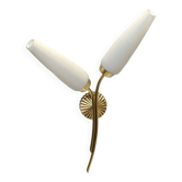 Large double brass wall light and white opaline glass tulips LAMP-7111