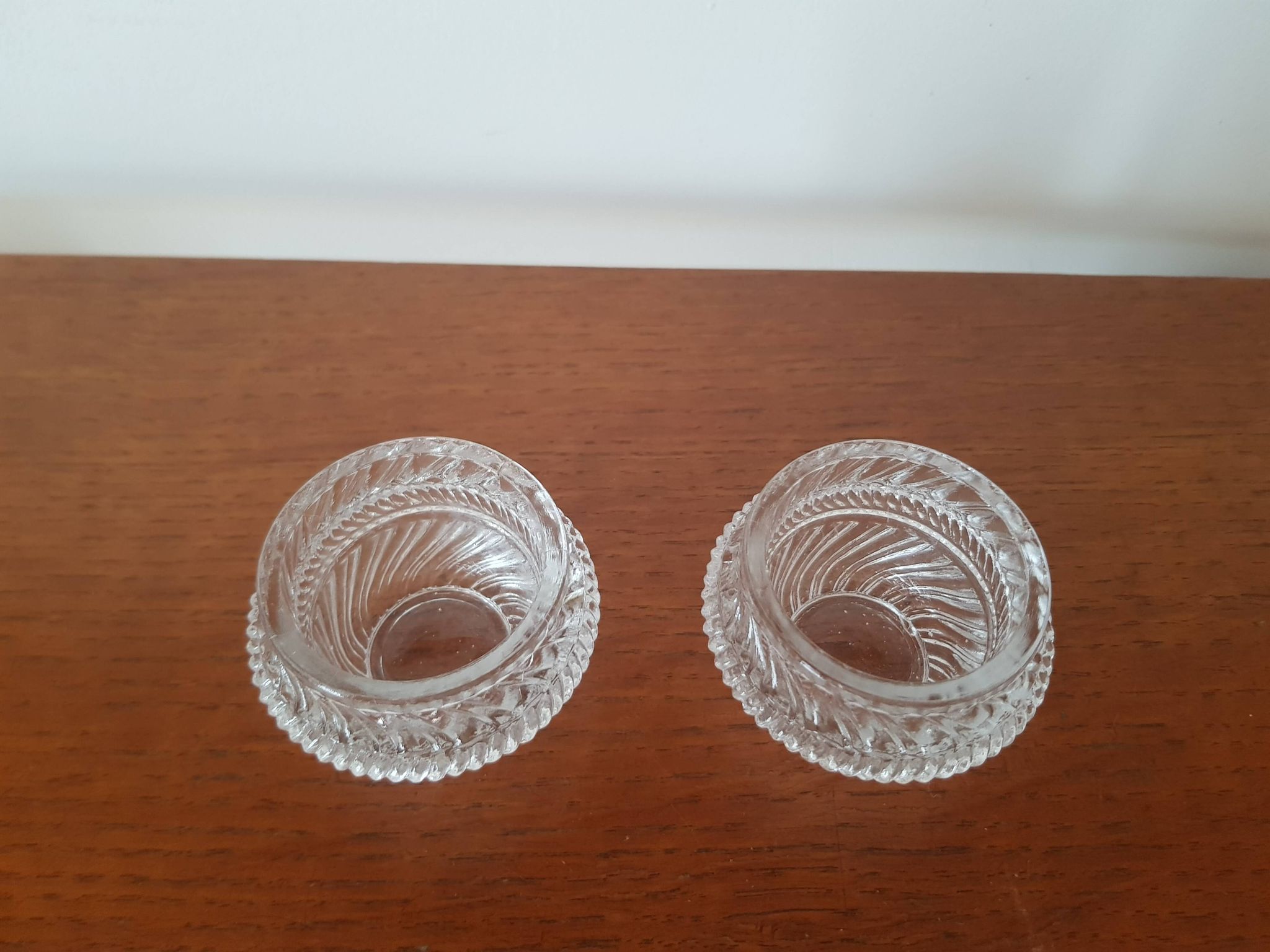 Set of 2 cut glass egg cups