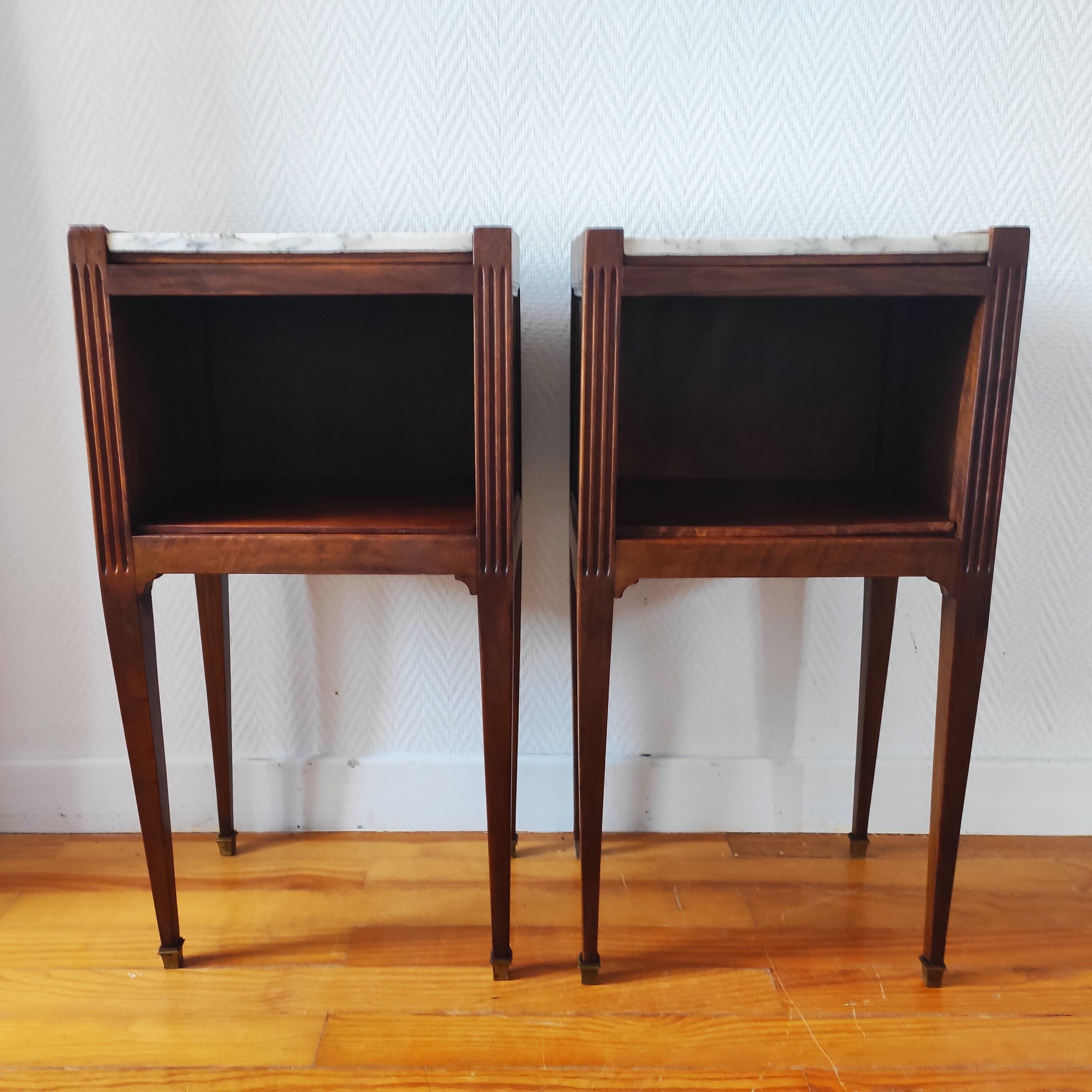 Antique pair of Directoire style bedside tables