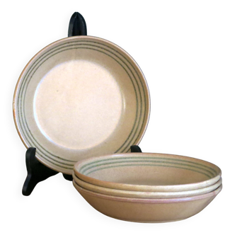 4 deep stoneware plates from Sarreguemines, Chaumière model