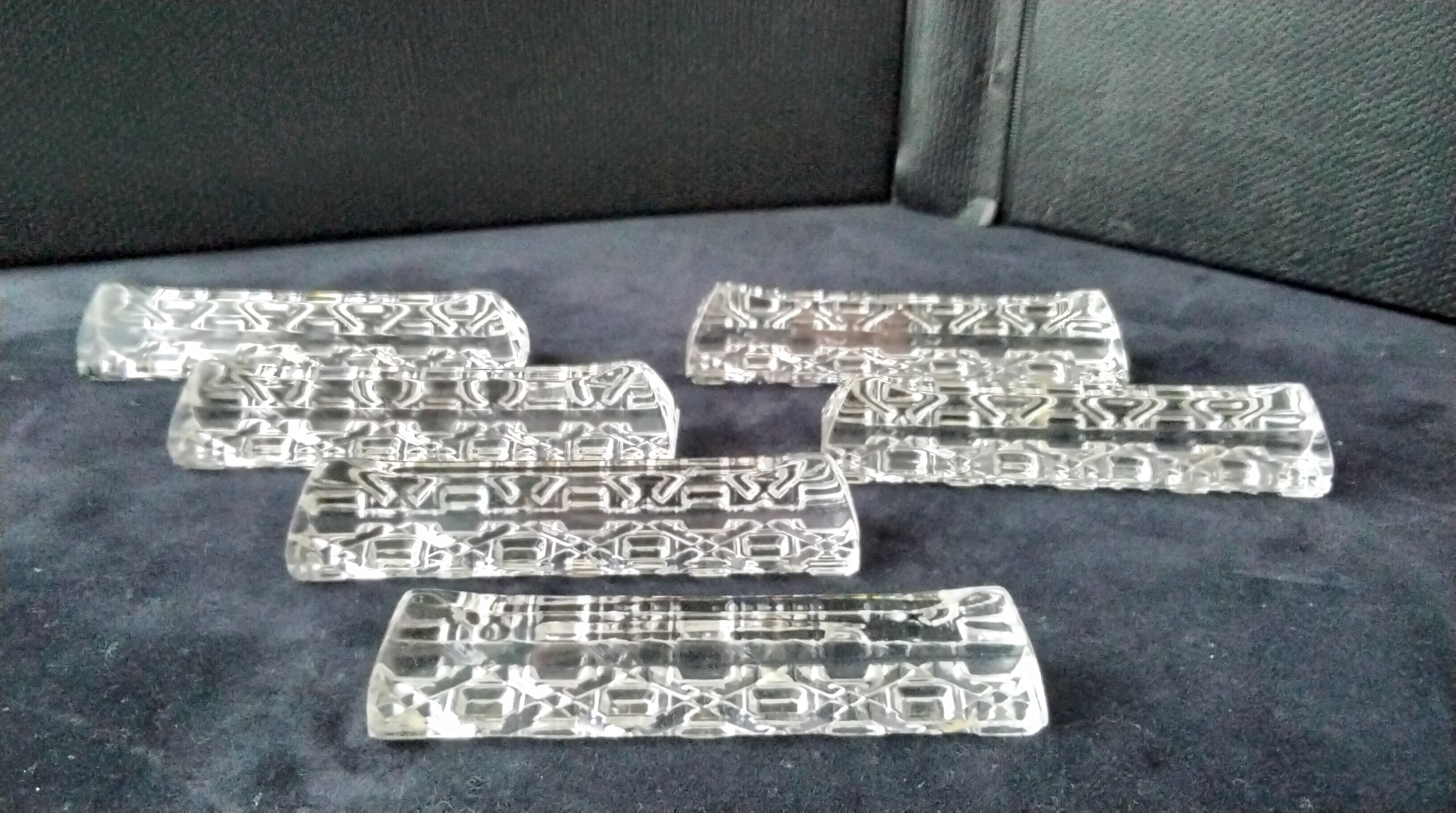 Set of 6 Lead Crystal Knife Holder Triangular Shape