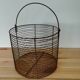 Round basket in vintage mesh metal