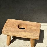 Side table in blond teak openwork tray