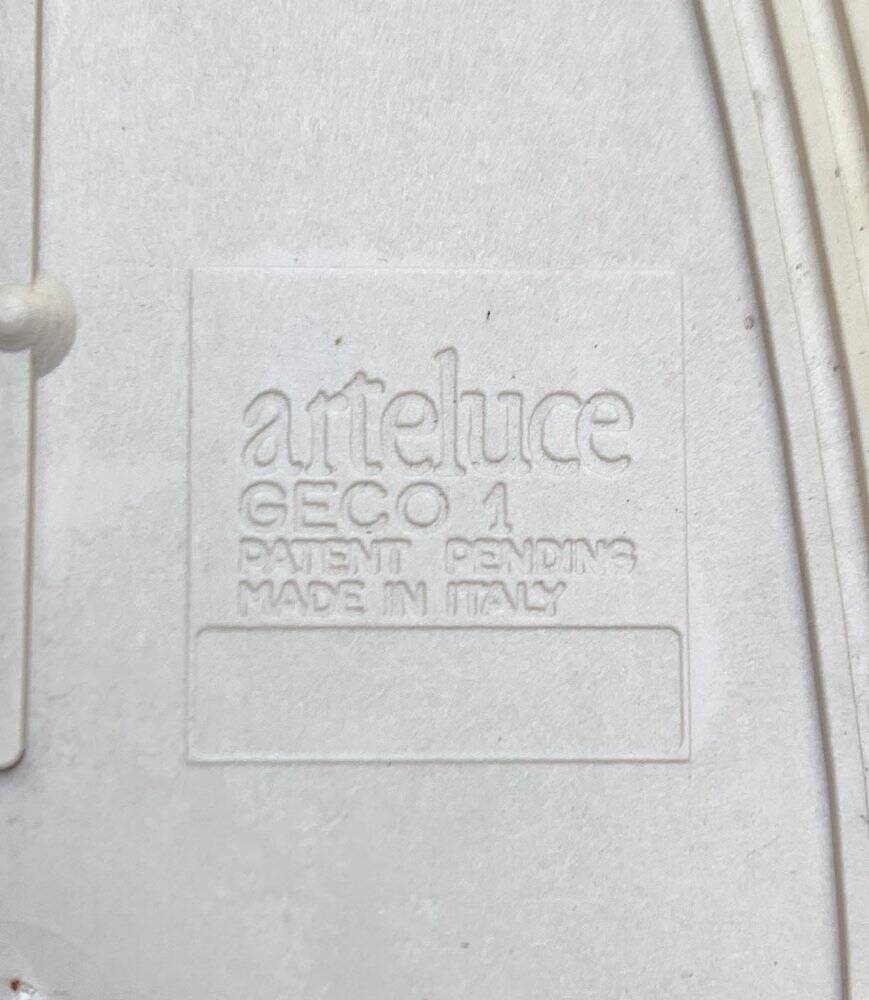 Postmodern Italian wall lamp for indoor and outdoor use, Geco 1 by Luciano Pagani and Angelo Perversi for Arteluce, 1990s.