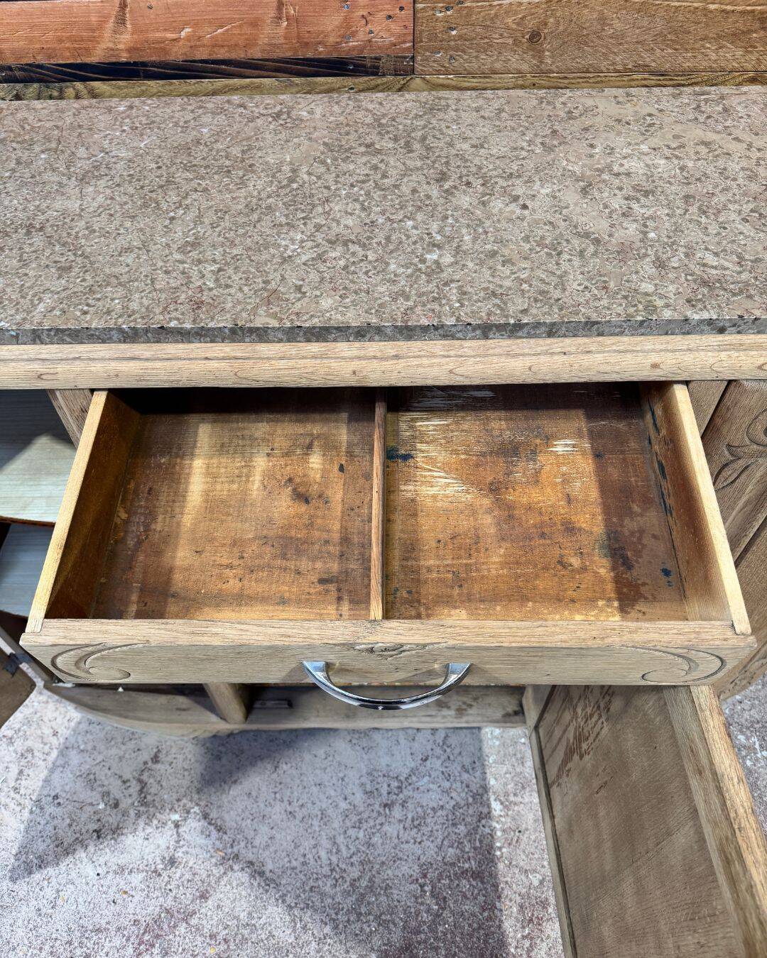 Art Deco buffet in sandblasted solid oak