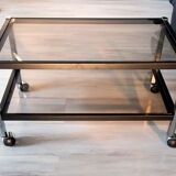 Erard coffee table, metal and smoked glass 1980