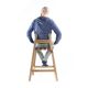 Large Vintage Bar Stool In Wood & Leather, Czechoslovakia 1950s
