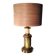 1970 wood and metal lamp in patinated riveted style with superb heavy lampshade in real wood sheet