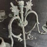 Pair of large Napoleon III candlesticks in patinated bronze