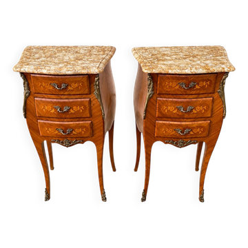 Pair of Louis XV style bedside tables in rosewood.