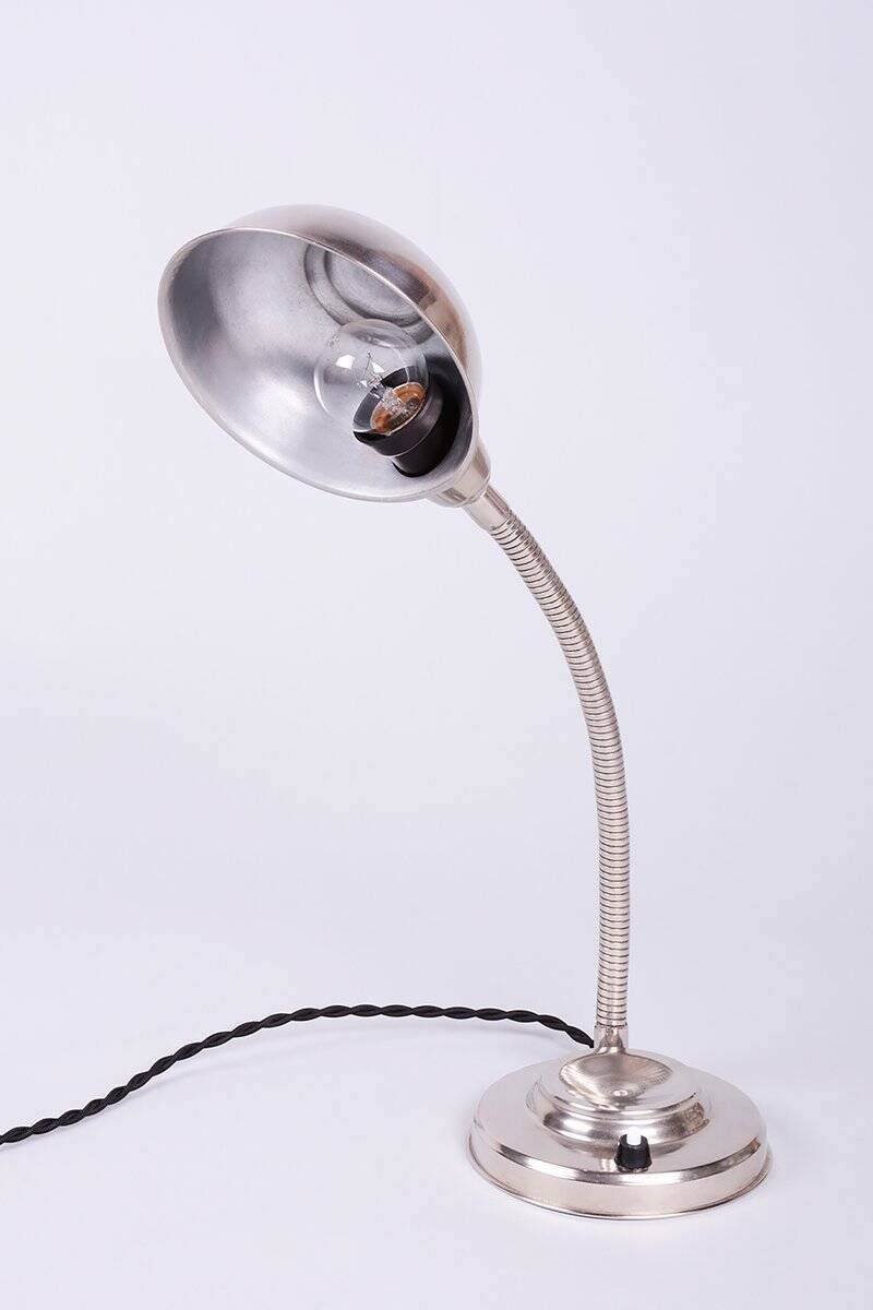 Czech Bauhaus Table Lamp in Chromed Steel and Aluminium by J. Vorel, 1930s