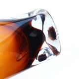 Amber glass vase, plucked base, 70s