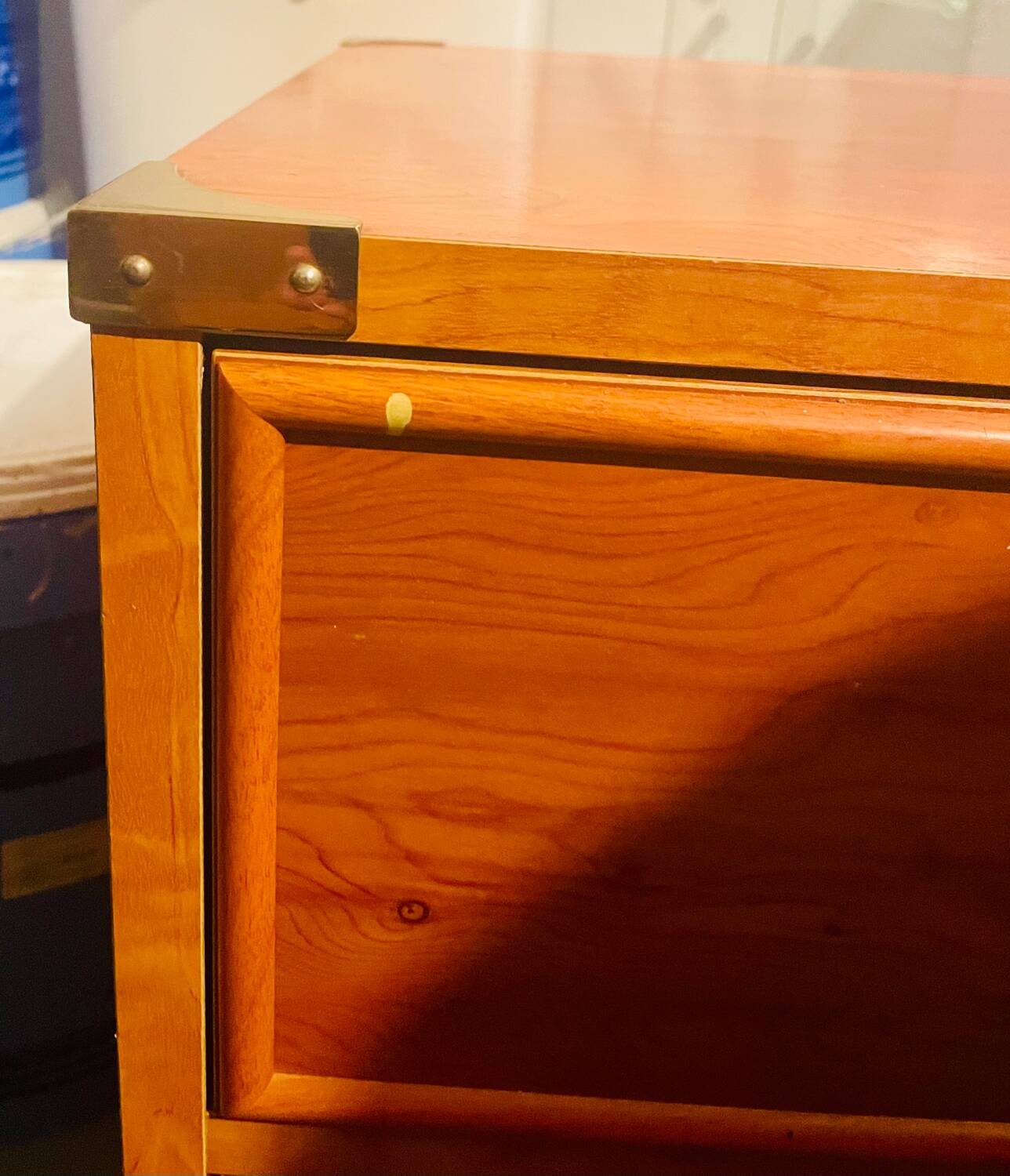 Gautier “Marine” bedside table in wood and brass, 1991