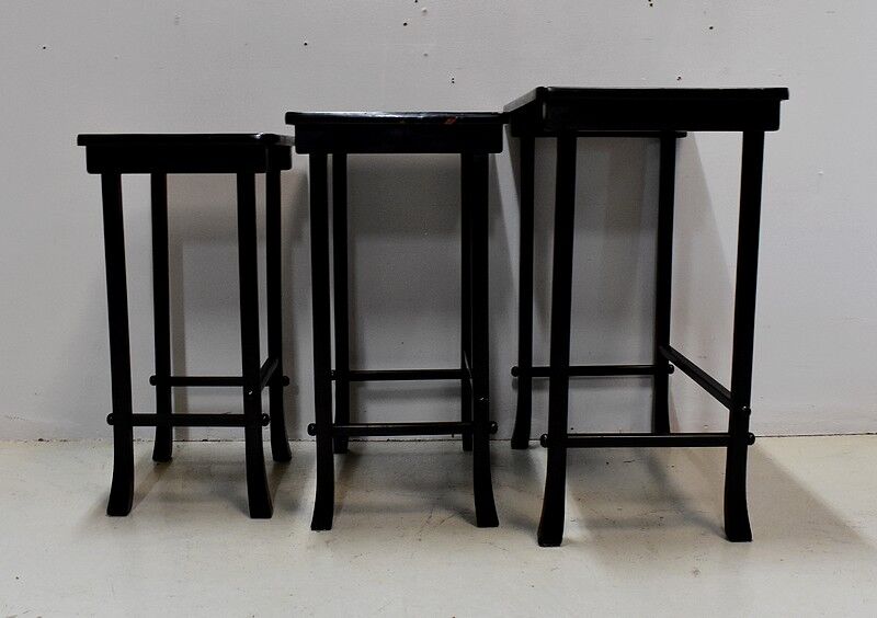 Chinese pull out tables in lase black