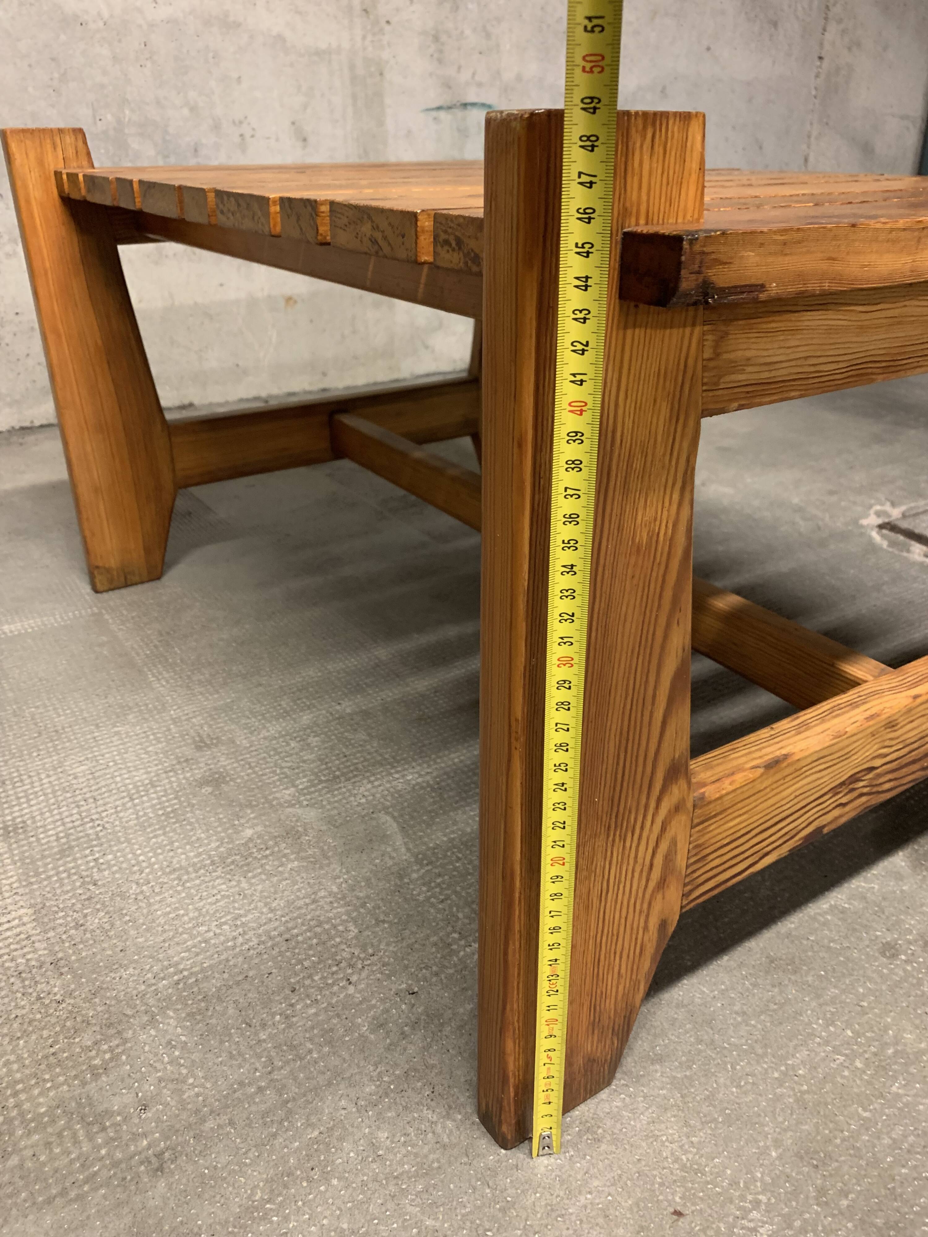 Vintage Pine Coffee Table, Reconstruction Period, Brutalist Design