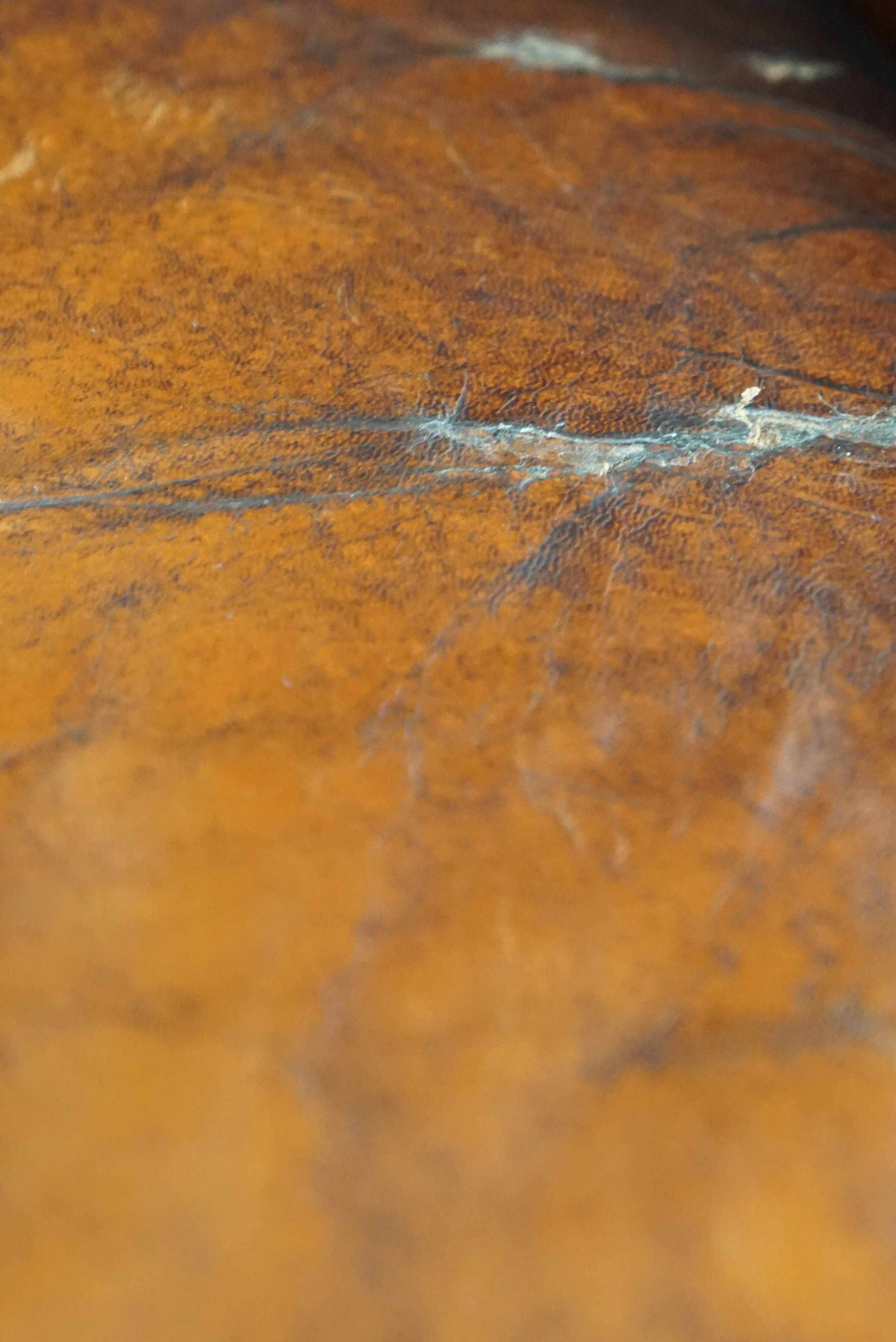 Luxurious large sheep leather wingback armchair with beautiful colors and amazing patina