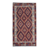 Anatolian Kilim Rug: 1900s Turkish Wool Flatweave, Geometric Tribal Design