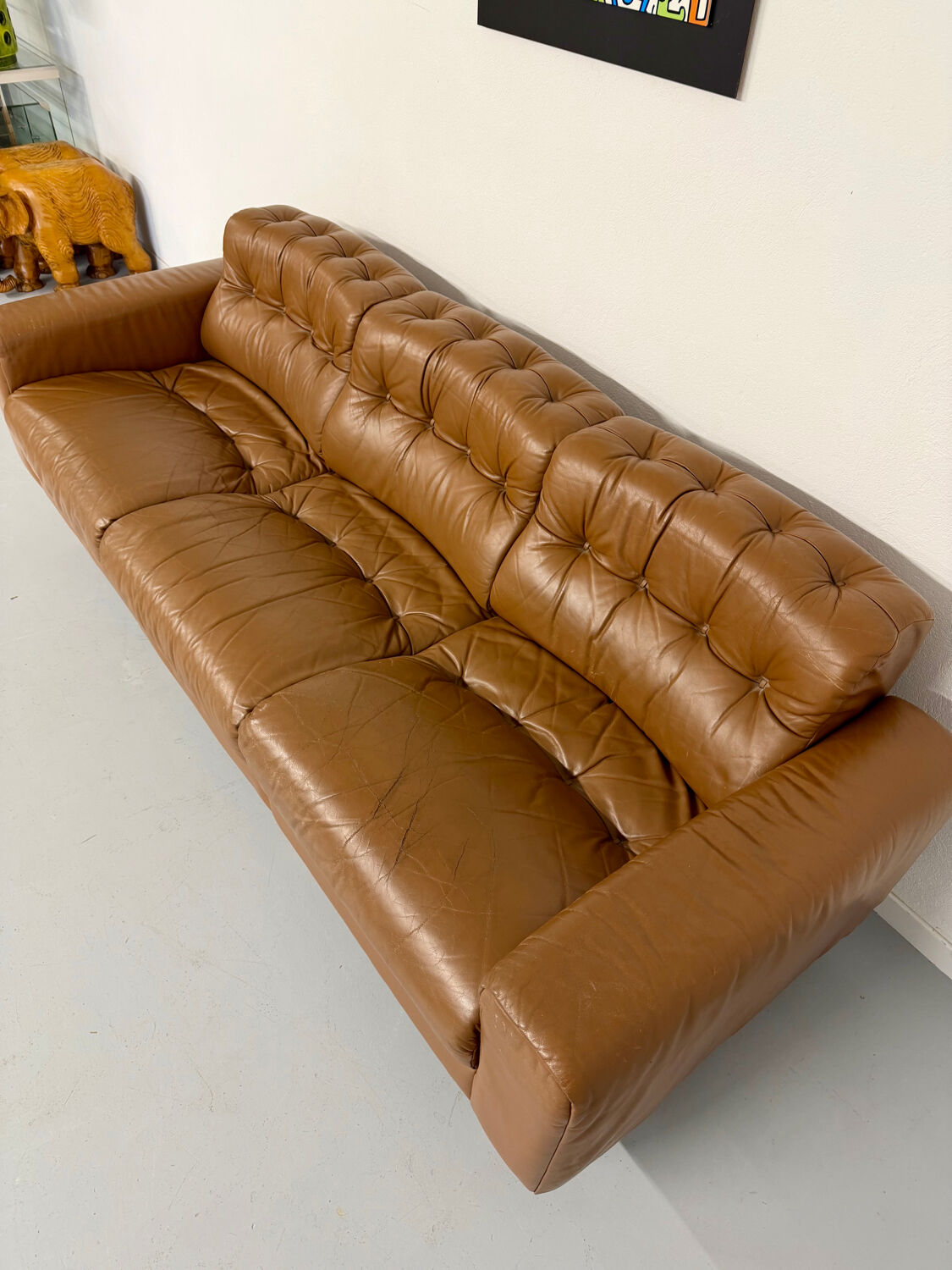 Vintage 1970s De Sede DS-40 camel leather 3-seater sofa