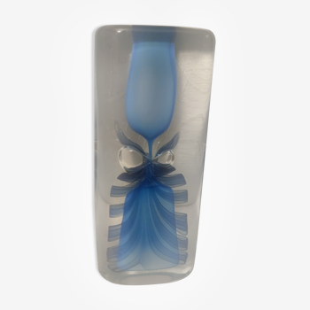 Vase en cristal avec inclusions décor chouette