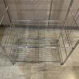 Modular wall bookshelf desk in vintage chrome.