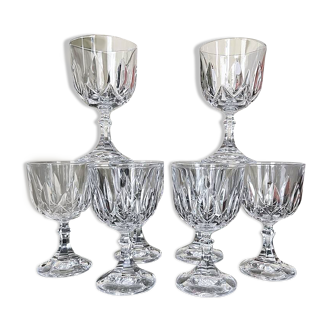 Vintage cut crystal glasses - water or wine glasses - service - stemmed glasses