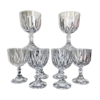 Verres vintage en cristal taillé - verres à eau ou vin - service - verres à pied