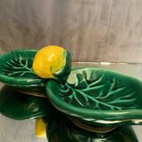 Double compartment dish in Vallauris earthenware decorated with lemon