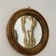 Miroir rond vintage en bois doré 25cm