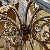 Chandelier en cage en cristal taillé et perles de verre italiennes, années 1800