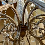 Italian Cut Crystal and Glass Beads Cage Chandelier, 1800s