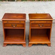 Pair of English yew wood bedside tables – Bradley Made in England 19