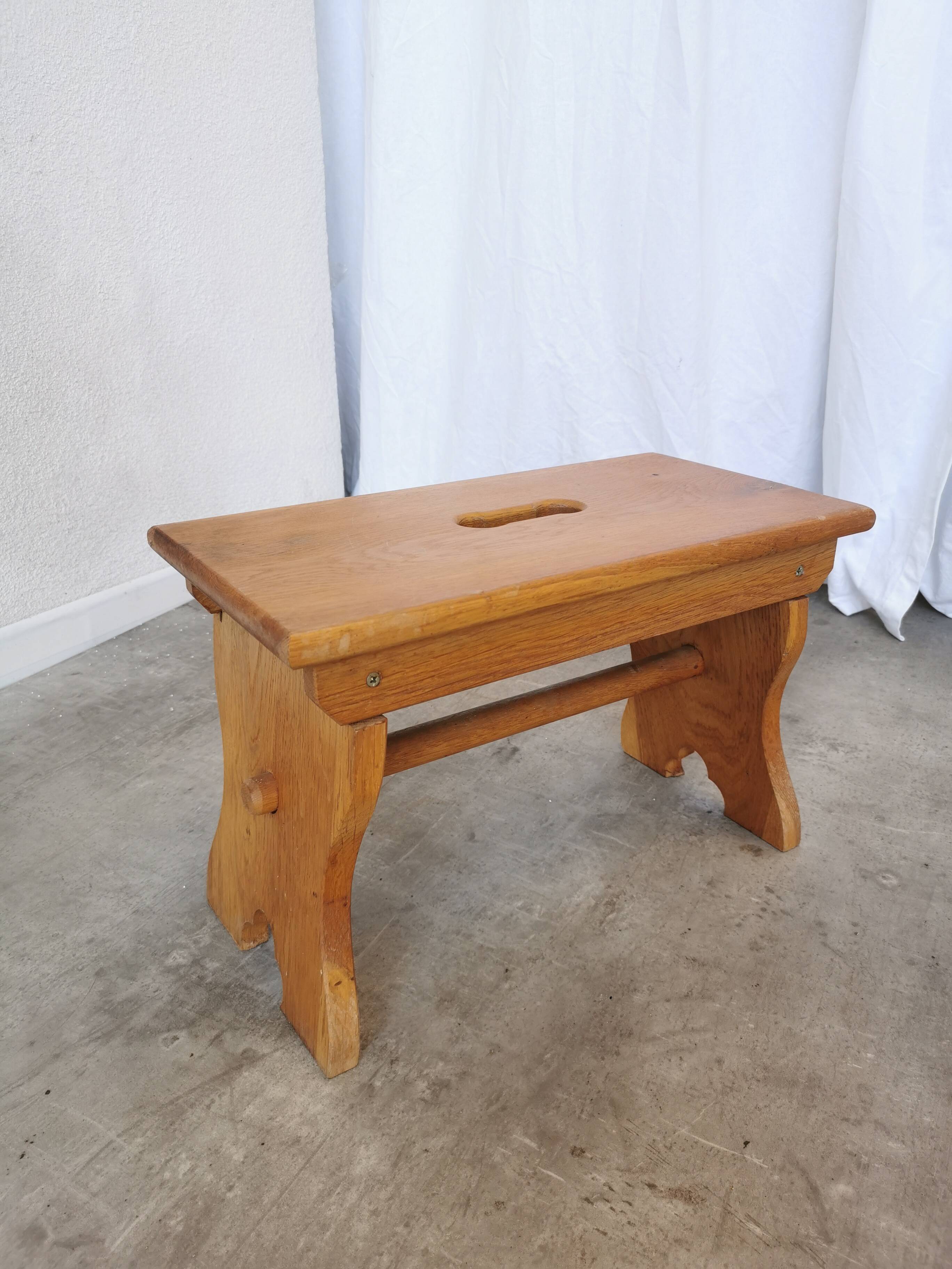 Vintage Wooden Footstool: Handcrafted Yugoslavian Pruchka, 1960s