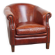 Cognac-Colored Cowhide Leather Club Chair in English Style