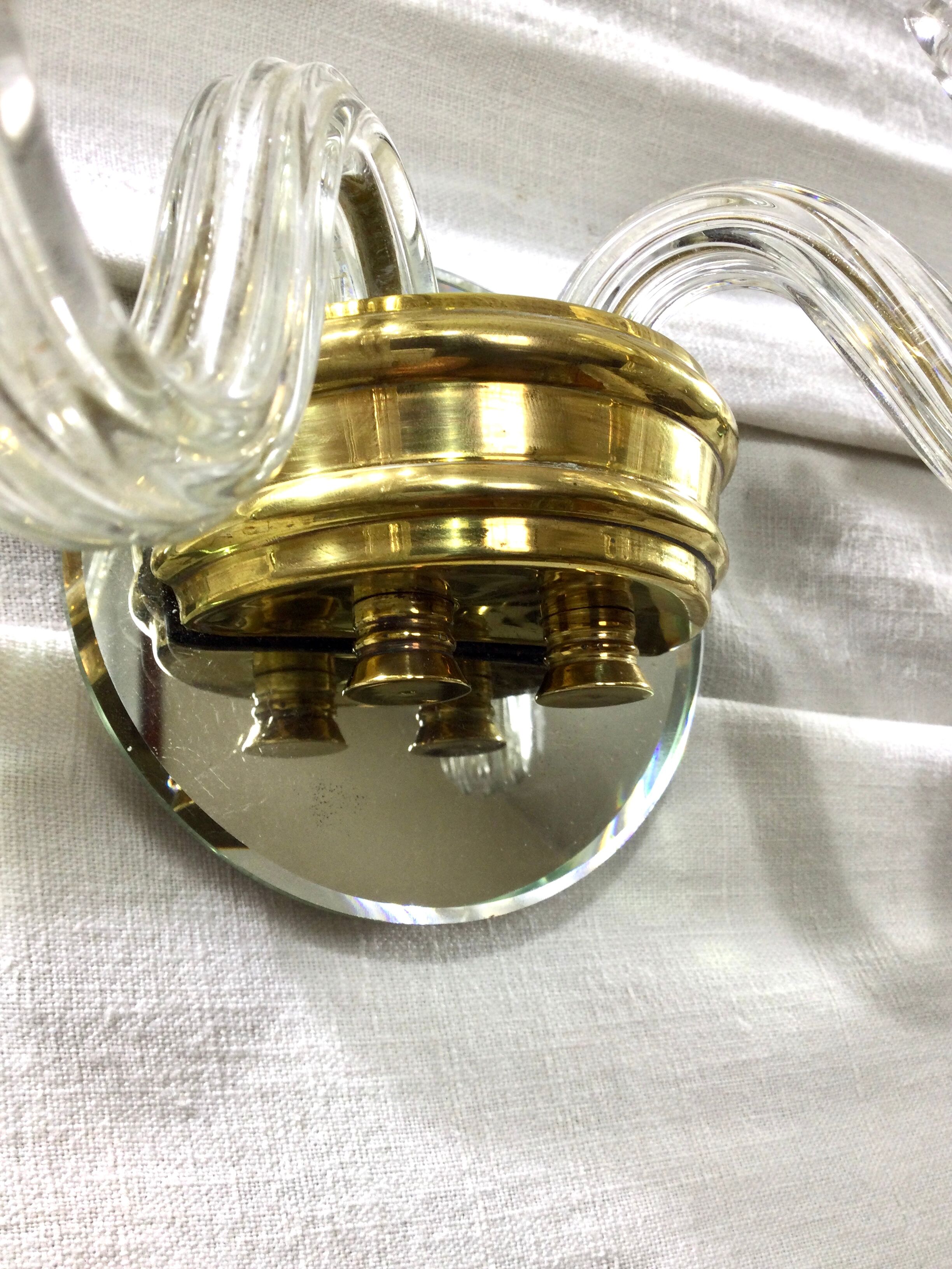 Pair of glass and crystal sconces