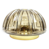 Pair of wall lights or ceiling lights in brass and amber glass by Limburg, Germany, 1960s.