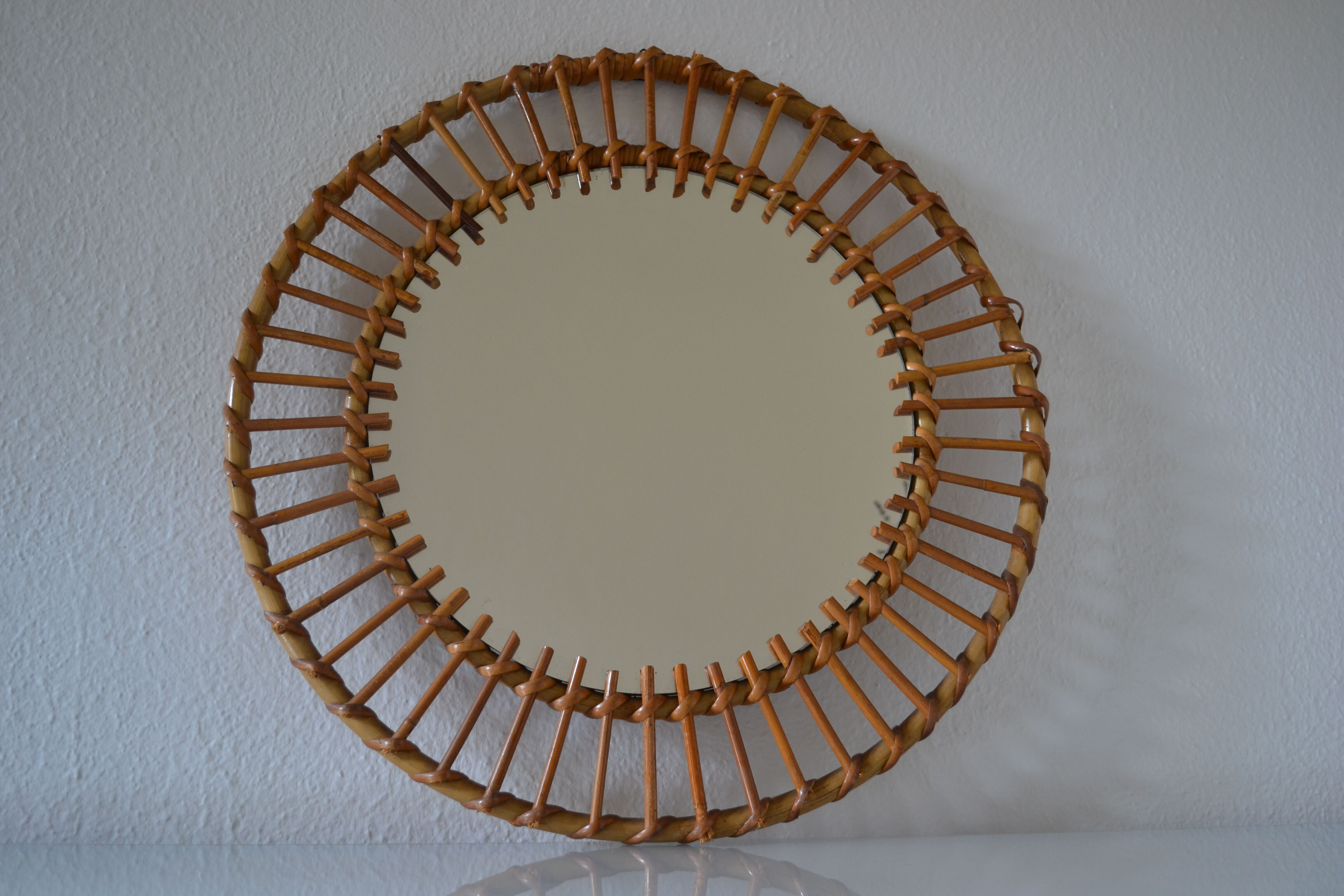 Vintage rattan sun mirror 70 years