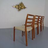 Vintage Danish 85 Dining Chairs in Teak and Wool by Niels Otto Møller for J.L. Møllers, 1960s, Set of 4