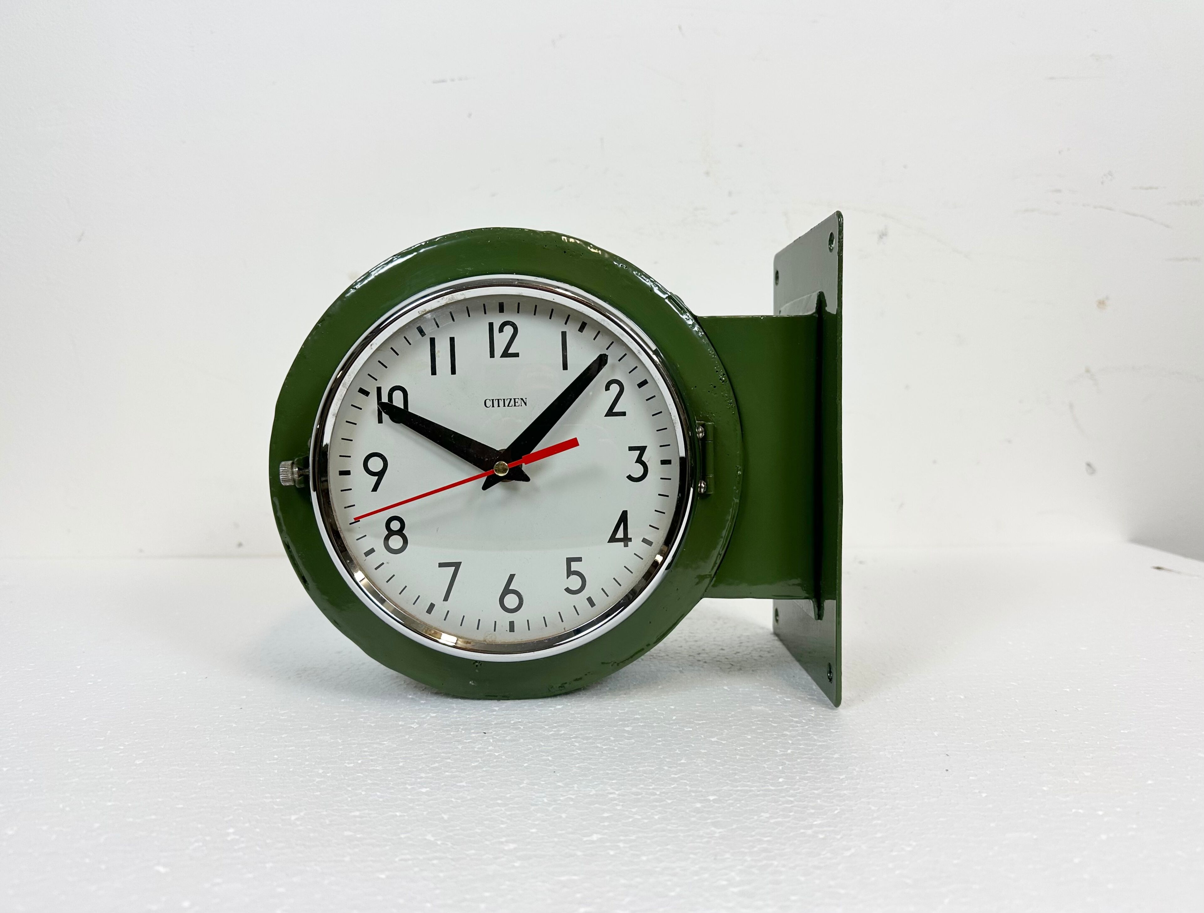 Vintage green citizen double-sided navy wall clock, 1980s