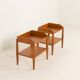 Pair of mid century minimalist nightstands, bedside tables in solid teak