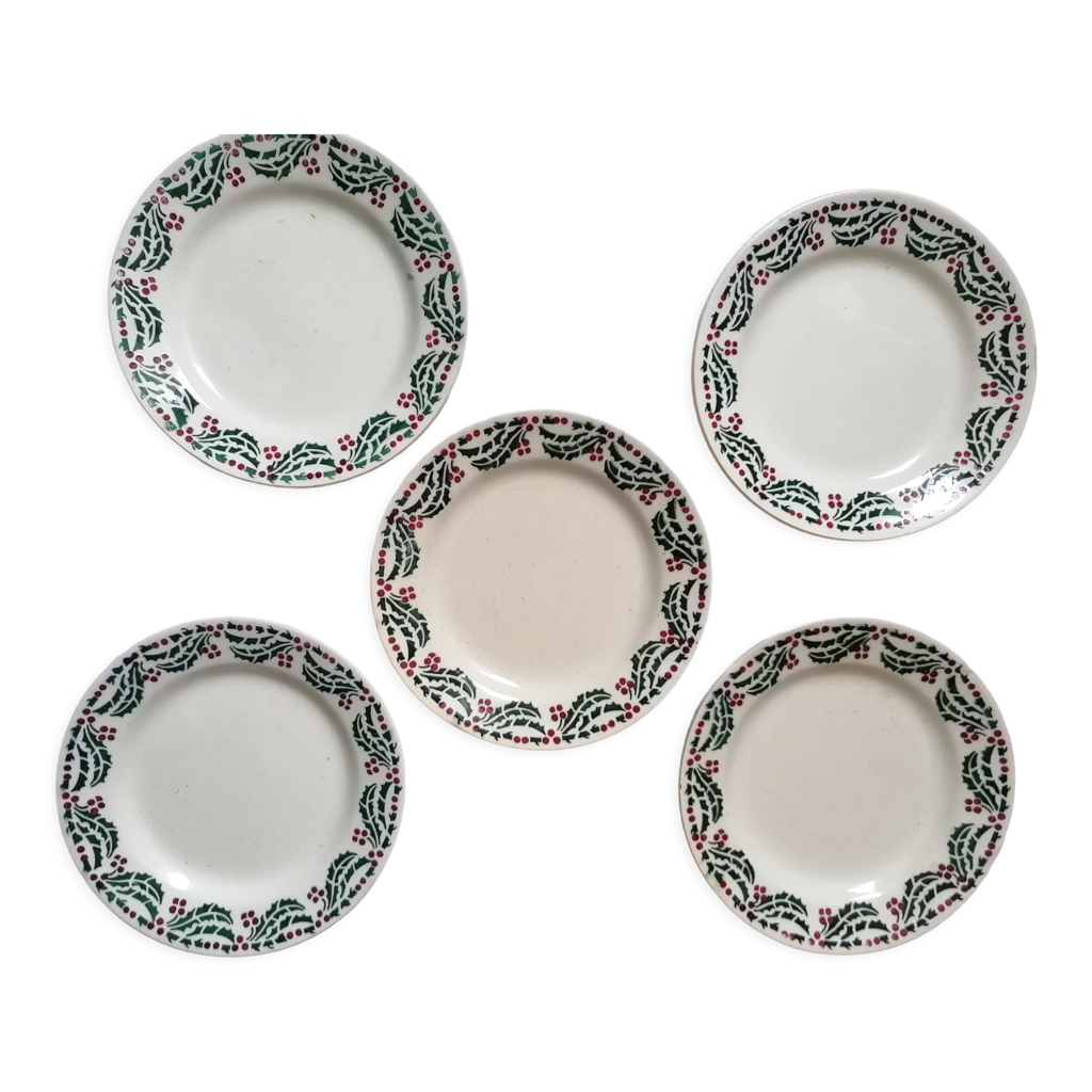 Lot De 5 Assiettes à Dessert Vintage - Motif 'Kiss That Frog' & Recettes De Grand-Mère